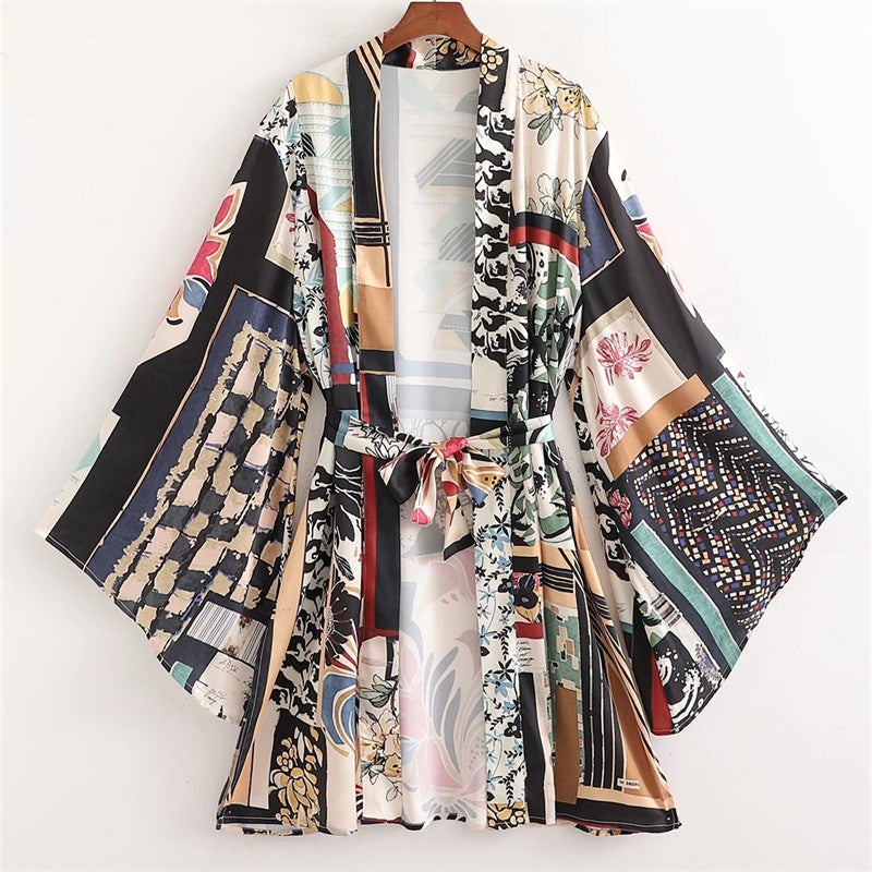 Casual Print Cardigan Pants Long Sleeve Two Pieces