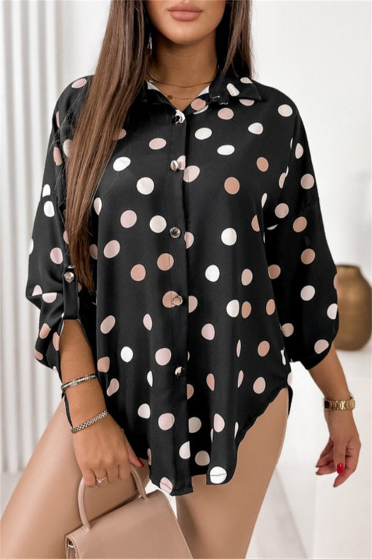 Casual Print Buttons Basic Hooded Collar Tops