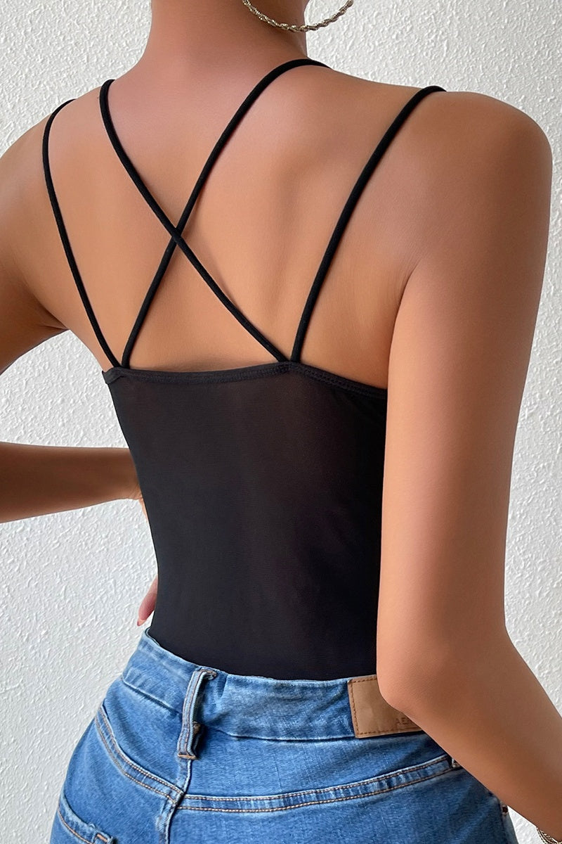 Sexy Embroidery Patchwork Backless Lingerie