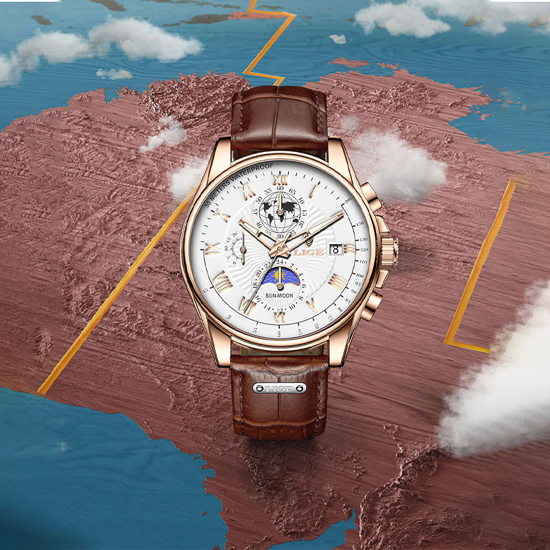 Zinc Alloy Quartz 3ATM Leather Watch(6 Colors)