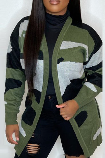 Fashion Casual Cardigan Camouflage Long Sleeve Outerwear