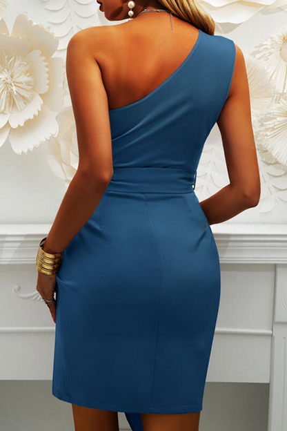 Sexy Solid One Shoulder Pencil Skirt Dresses(5 Colors)