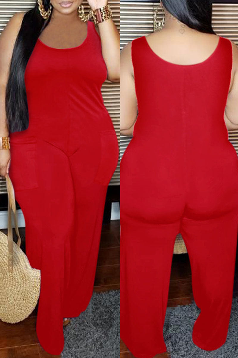 Casual Solid Basic O Neck Regular Jumpsuits(8 Colors)