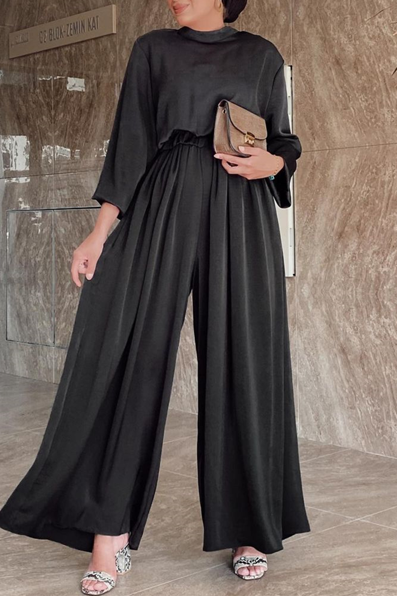 Casual Solid O Neck Loose Jumpsuits(3 Colors)