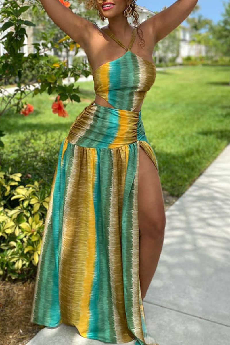 Sexy Print Backless Straight Dresses