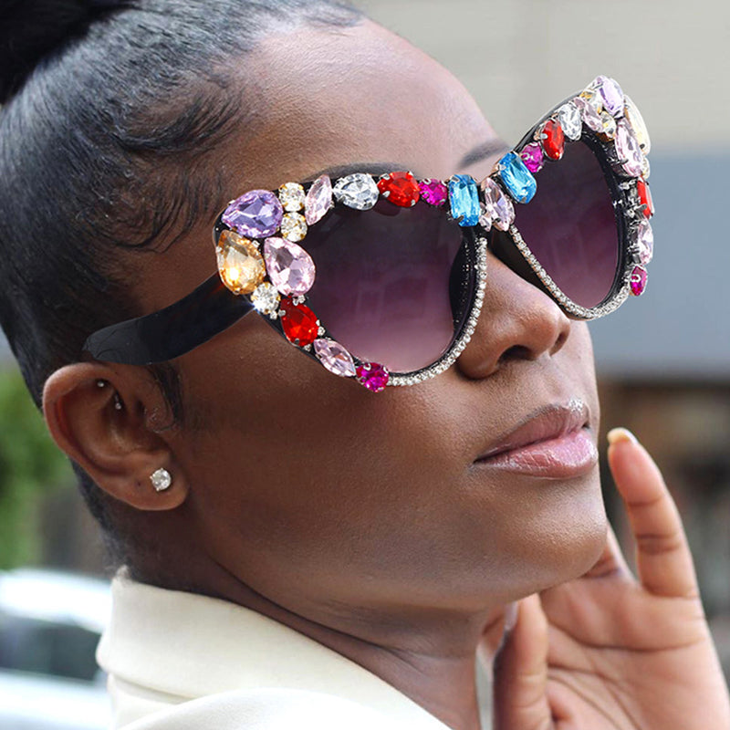 Fashion Casual Patchwork Rhinestone Sunglasses