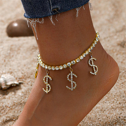 Casual Daily Simplicity Letter Patchwork Rhinestone Anklet