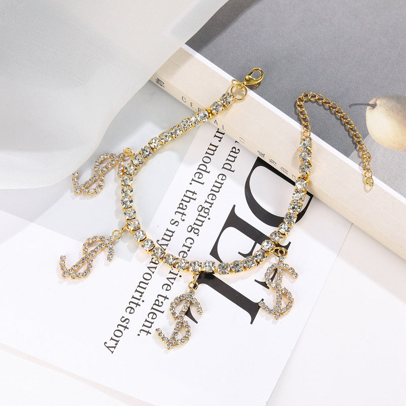 Casual Daily Simplicity Letter Patchwork Rhinestone Anklet