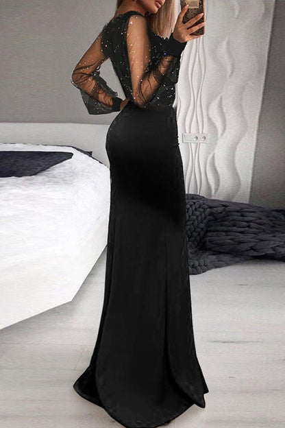Casual Elegant Patchwork Sequined V Neck Irregular Dress Dresses
