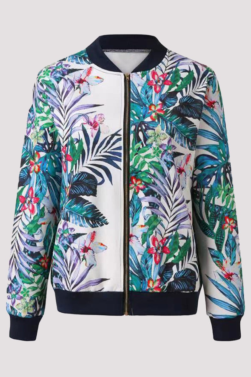 Casual Floral Patchwork O Neck Outerwear(8 Colors)